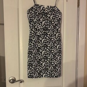 Strapless Black & White Printed Bodycon Dress